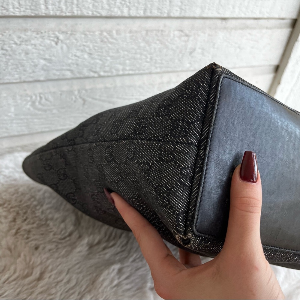 GUCCI Black Monogram Tote Y2K Vintage Shoulder Bag GG Web - Picture 8 of 11